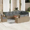 Image de vidaXL Salon de jardin 11 pcs avec coussins beige résine tressée