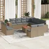 Image de vidaXL Salon de jardin avec coussins 12 pcs beige résine tressée