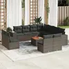 Image de vidaXL Salon de jardin avec coussins 12 pcs gris résine tressée