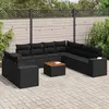 Image de vidaXL Salon de jardin 10 pcs avec coussins noir résine tressée