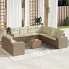 Image de vidaXL Salon de jardin avec coussins 10 pcs beige résine tressée