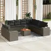 Image de vidaXL Salon de jardin avec coussins 10 pcs gris résine tressée