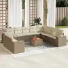 Image de vidaXL Salon de jardin 11 pcs avec coussins beige résine tressée