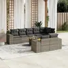 Image de vidaXL Salon de jardin 9 pcs avec coussins gris résine tressée