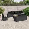 Image de vidaXL Salon de jardin 9 pcs avec coussins noir résine tressée