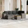 Image de vidaXL Salon de jardin avec coussins 7 pcs gris résine tressée
