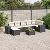 Image de vidaXL Salon de jardin 8 pcs avec coussins noir résine tressée