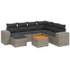 Image de vidaXL Salon de jardin 8 pcs avec coussins gris résine tressée