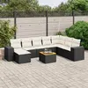 Image de vidaXL Salon de jardin 9 pcs avec coussins noir résine tressée