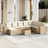 Image de vidaXL Salon de jardin avec coussins 9 pcs beige résine tressée