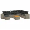 Image de vidaXL Salon de jardin 9 pcs avec coussins gris résine tressée