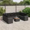 Image de vidaXL Salon de jardin 10 pcs avec coussins noir résine tressée