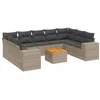 Image de vidaXL Salon de jardin avec coussins 10 pcs gris résine tressée