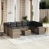 Image de vidaXL Salon de jardin avec coussins 10 pcs gris résine tressée