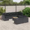 Image de vidaXL Salon de jardin 10 pcs avec coussins noir résine tressée