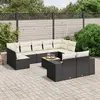 Image de vidaXL Salon de jardin 10 pcs avec coussins noir résine tressée