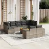 Image de vidaXL Salon de jardin avec coussins 10 pcs gris résine tressée