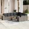 Image de vidaXL Salon de jardin avec coussins 10 pcs gris résine tressée
