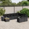 Image de vidaXL Salon de jardin 10 pcs avec coussins noir résine tressée