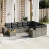Image de vidaXL Salon de jardin avec coussins 10 pcs gris résine tressée