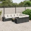 Image de vidaXL Salon de jardin 11 pcs avec coussins noir résine tressée