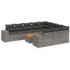 Image de vidaXL Salon de jardin 11 pcs avec coussins gris résine tressée