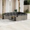 Image de vidaXL Salon de jardin 11 pcs avec coussins gris résine tressée