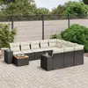 Image de vidaXL Salon de jardin 11 pcs avec coussins noir résine tressée