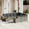 Image de vidaXL Salon de jardin 11 pcs avec coussins gris résine tressée