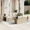 Image de vidaXL Salon de jardin avec coussins 10 pcs beige résine tressée