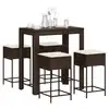 Image de vidaXL Ensemble de bar de jardin avec coussins 5 pcs marron poly rotin