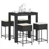 Image de vidaXL Ensemble de bar de jardin 5 pcs avec coussins noir poly rotin