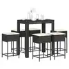 Image de vidaXL Ensemble de bar de jardin 7 pcs avec coussins noir poly rotin