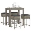 Image de vidaXL Ensemble de bar de jardin 5 pcs avec coussins gris poly rotin