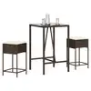 Image de vidaXL Ensemble de bar de jardin 3 pcs et coussins brun résine tressée