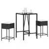 Image de vidaXL Ensemble de bar de jardin 3 pcs avec coussins noir poly rotin