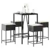 Image de vidaXL Ensemble de bar de jardin 5 pcs avec coussins noir poly rotin