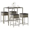 Image de vidaXL Ensemble de bar de jardin 5 pcs avec coussins gris poly rotin