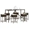 Image de vidaXL Ensemble de bar de jardin avec coussins 7 pcs marron poly rotin
