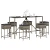 Image de vidaXL Ensemble de bar de jardin 7 pcs avec coussins gris poly rotin