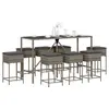 Image de vidaXL Ensemble de bar de jardin 9 pcs avec coussins gris poly rotin