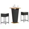 Image de vidaXL Ensemble de bar de jardin 3 pcs avec coussins noir poly rotin