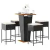 Image de vidaXL Ensemble de bar de jardin 5 pcs avec coussins noir poly rotin