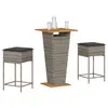Image de vidaXL Ensemble de bar de jardin 3 pcs et coussins gris résine tressée