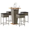 Image de vidaXL Ensemble de bar de jardin 5 pcs avec coussins gris poly rotin