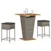 Image de vidaXL Ensemble de bar de jardin 3 pcs et coussins gris résine tressée