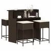 Image de vidaXL Ensemble de bar de jardin avec coussins 5 pcs marron poly rotin