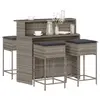 Image de vidaXL Ensemble de bar de jardin 5 pcs avec coussins gris poly rotin
