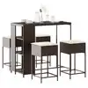 Image de vidaXL Ensemble de bar de jardin avec coussins 5 pcs marron poly rotin