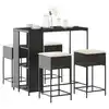 Image de vidaXL Ensemble de bar de jardin 5 pcs avec coussins noir poly rotin